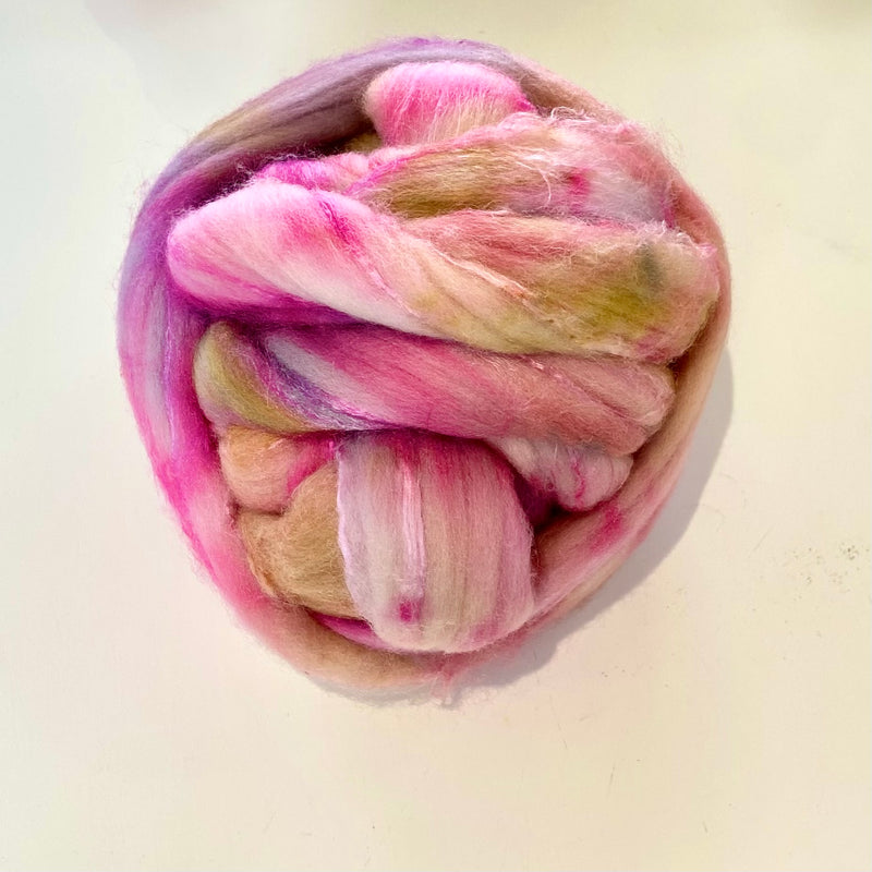 Christmas Candy -  100g Merino Silk Roving