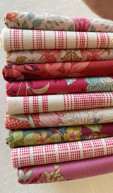Tilda Fabric: Fat Quarters: Permanent: Scrap Bundles: 50 x 55cm: Red, Pink and Peach: Pack of 10