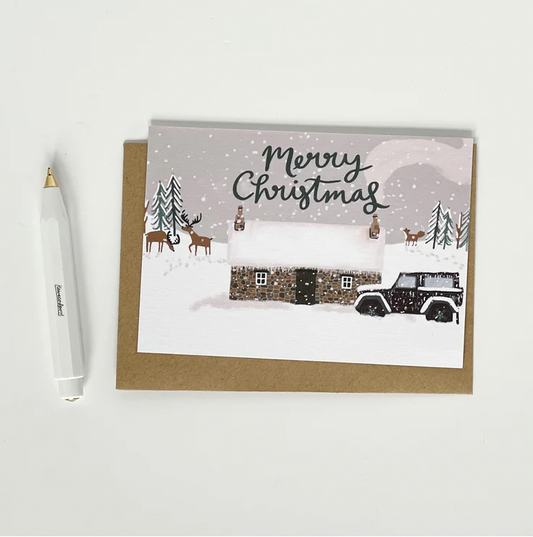 Bothy in the Snow Merry Christmas Card  8 Pack