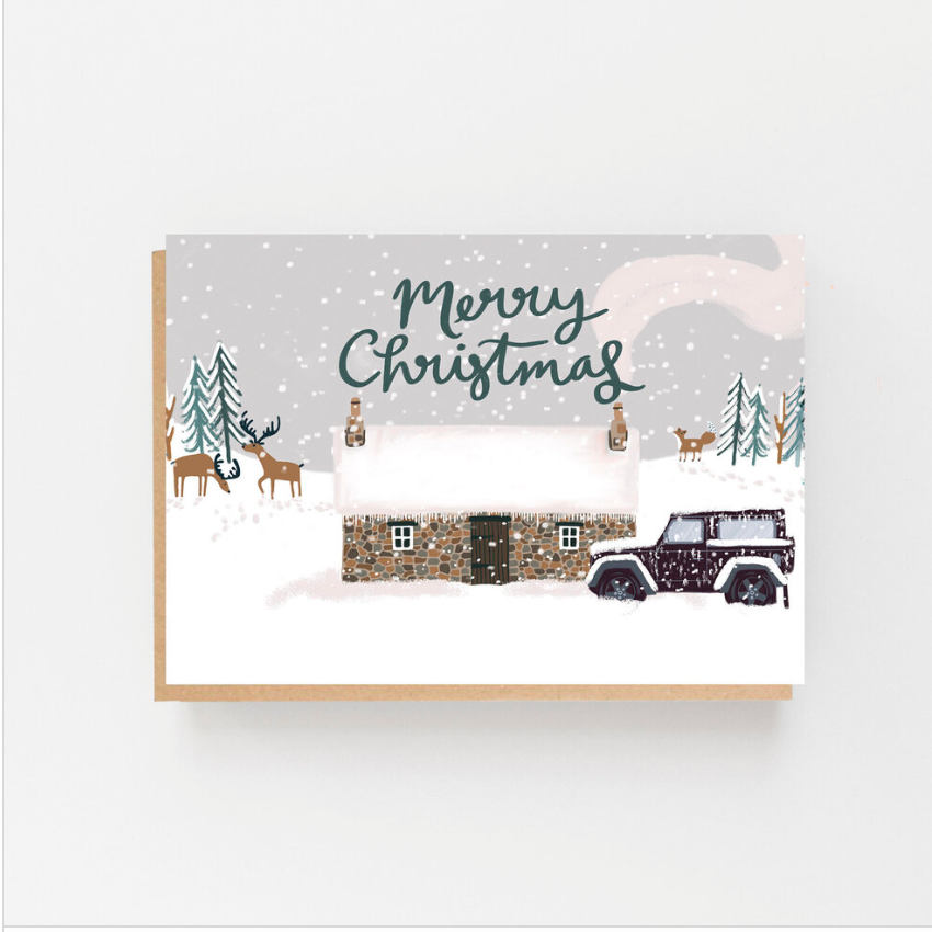 Bothy in the Snow Merry Christmas Card  - Individual card
