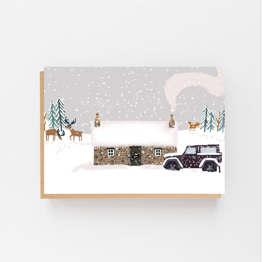 Bothy in the Snow Merry Christmas Card  - Individual card
