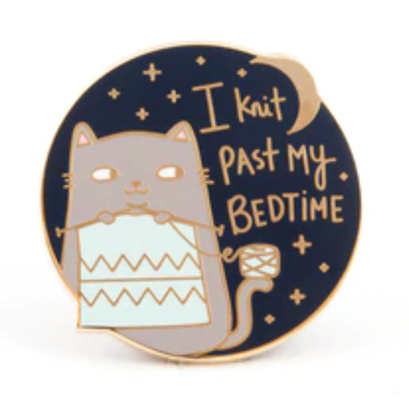 I Knit Past My Bedtime Cat Pin