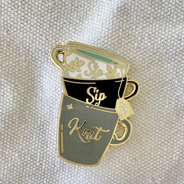 Sip Sip Knit Pin